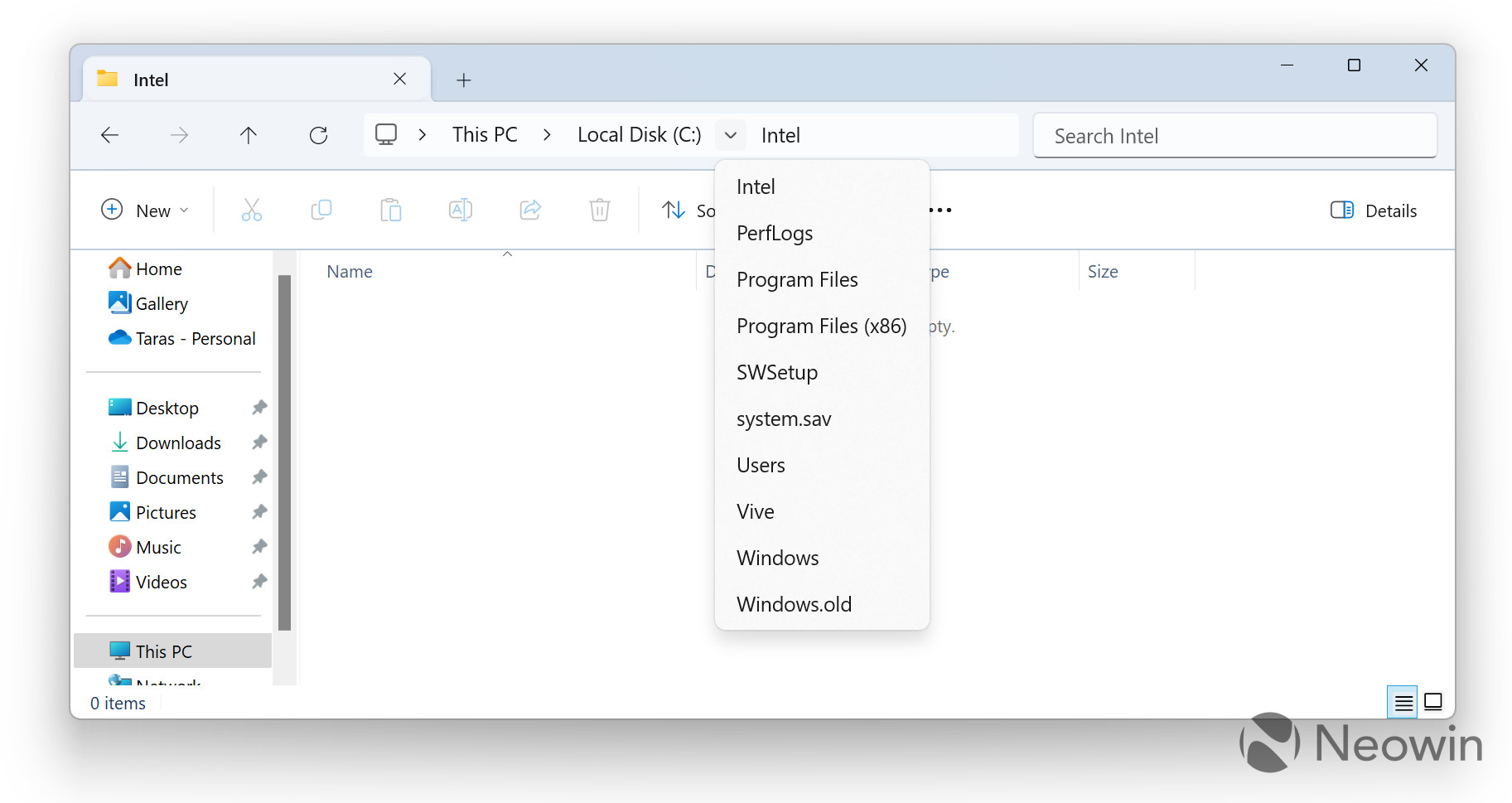 A screenshot of the redesigned File Explorer in Windows 11