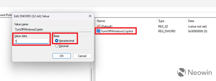 Screenshot showing how to disable Windows Copilot on Windows 11